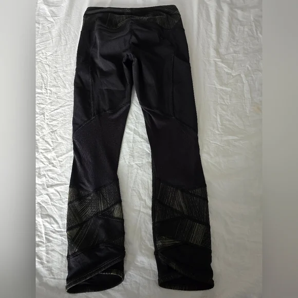 Lululemon Fresh Mesh Run Crop Leggings Sz4 Wind Chill Fatigue Green Blck Pockets - Picture 11 of 16